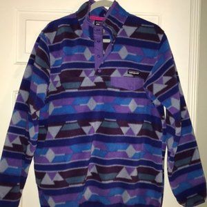 Purple Patterned Patagonia Pullover. Size Large